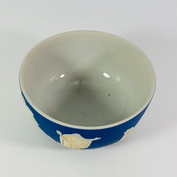 RARE !! Vintage Wedgwood Cobalt Blue Jasperware Creamer and Sugar Bowl - Picture 11 of 12